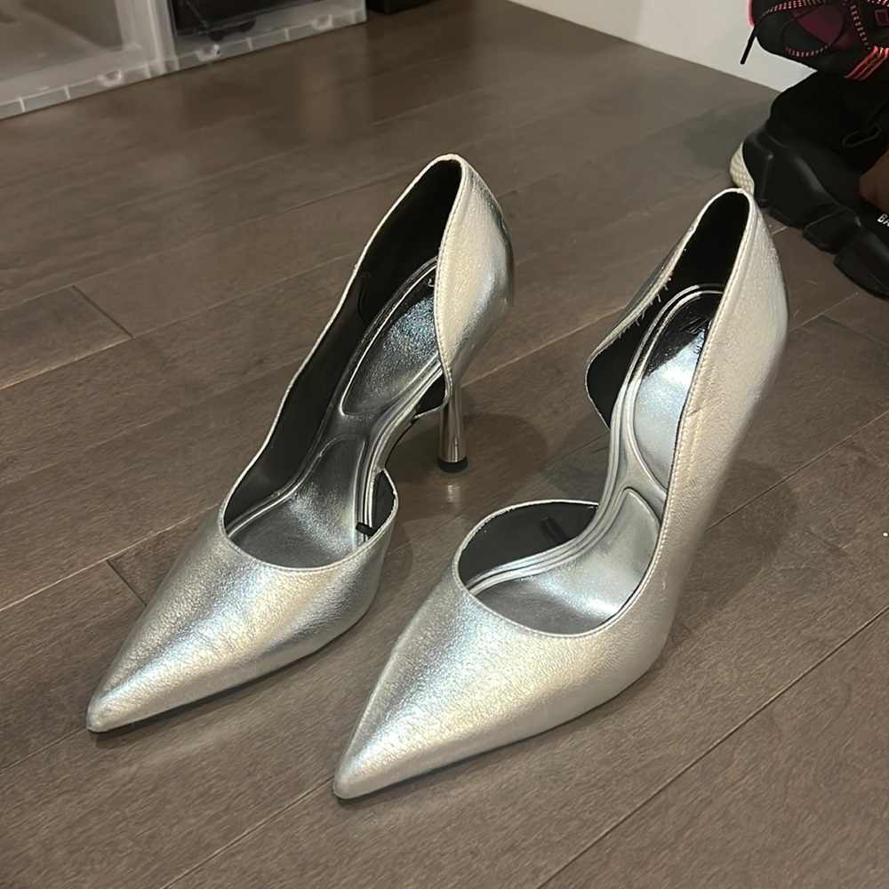Zara silver pointed heel